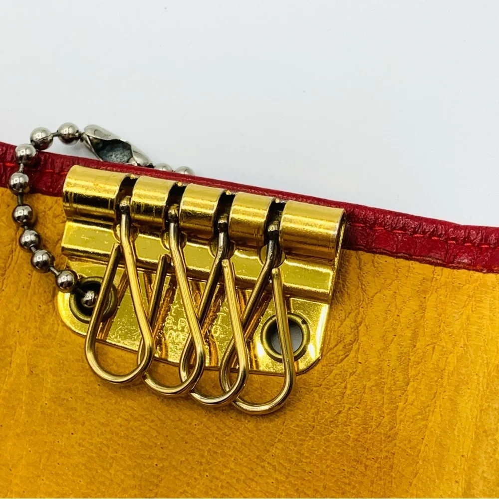 Vintage St. Thomas Red Leather Key Case Cowhide Leather  5-Hook Holder